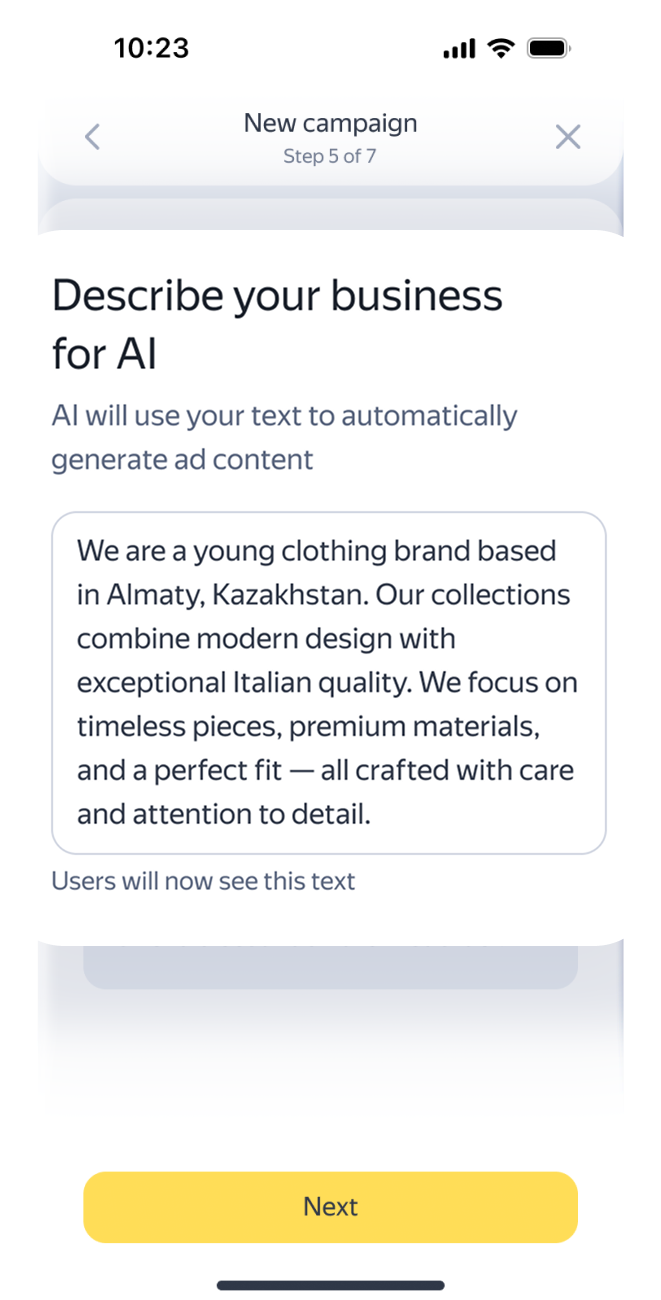 Describe your business for AI